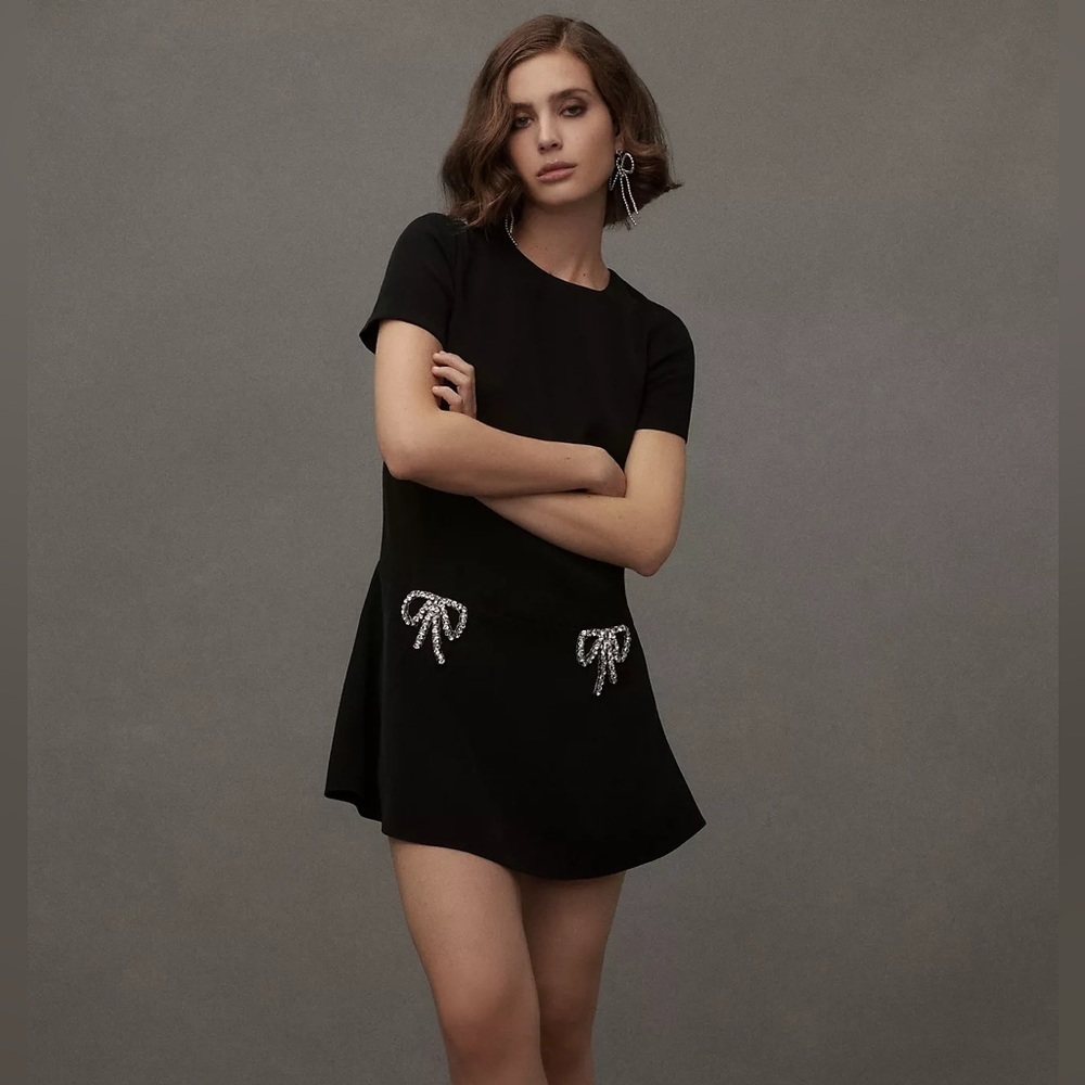 NWT Sachin & Babi V-Neck Short-Sleeve Bow Mini Dress